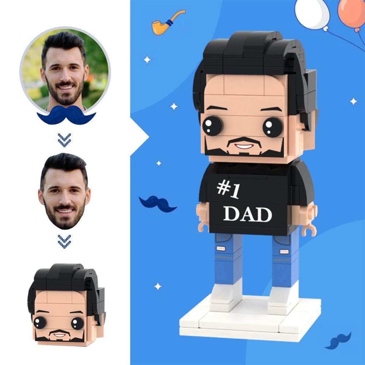 Any Photo - gift for cat lover, dog lover - Personalized Photo Brick Figures