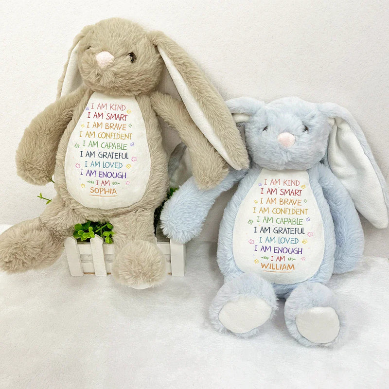 Personalized Plush Bunny with Positive Affirmations, Sweet Nursery Keepsake, Unique Gift for Kids