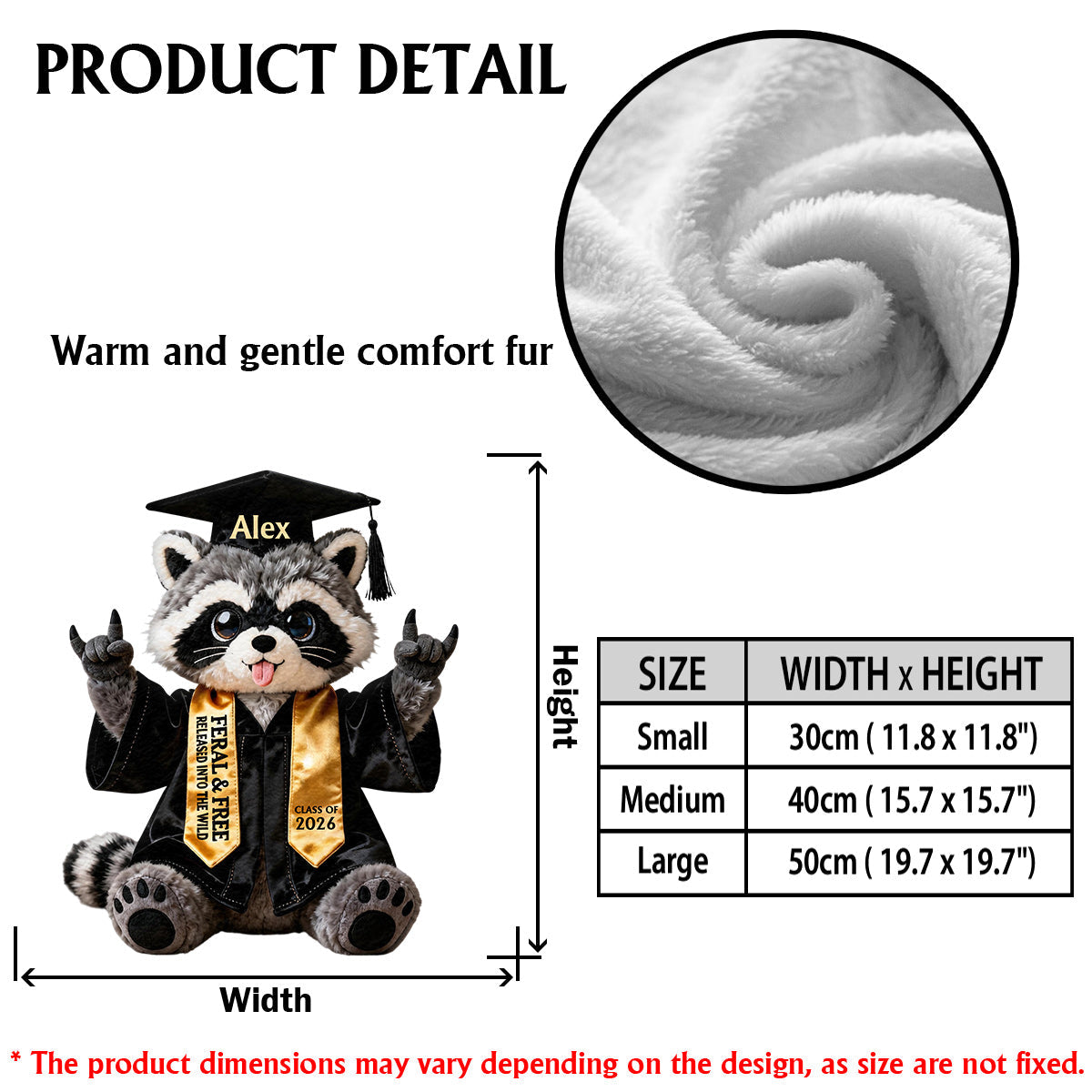 Graduation Raccoon - Personalized Graduation Premium Faux Fur Pillow