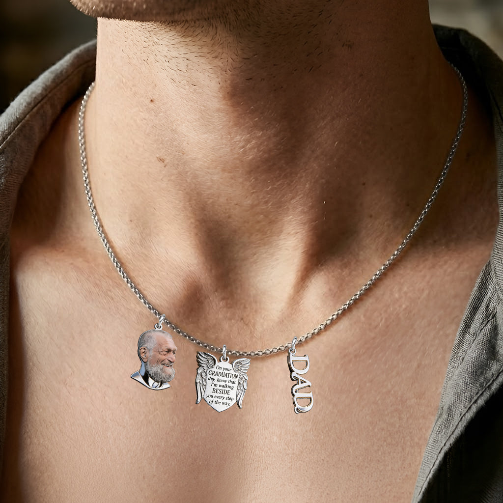 Graduation Walking Beside You Every Step - Personalized Graduation Metal Necklaces With Pendants