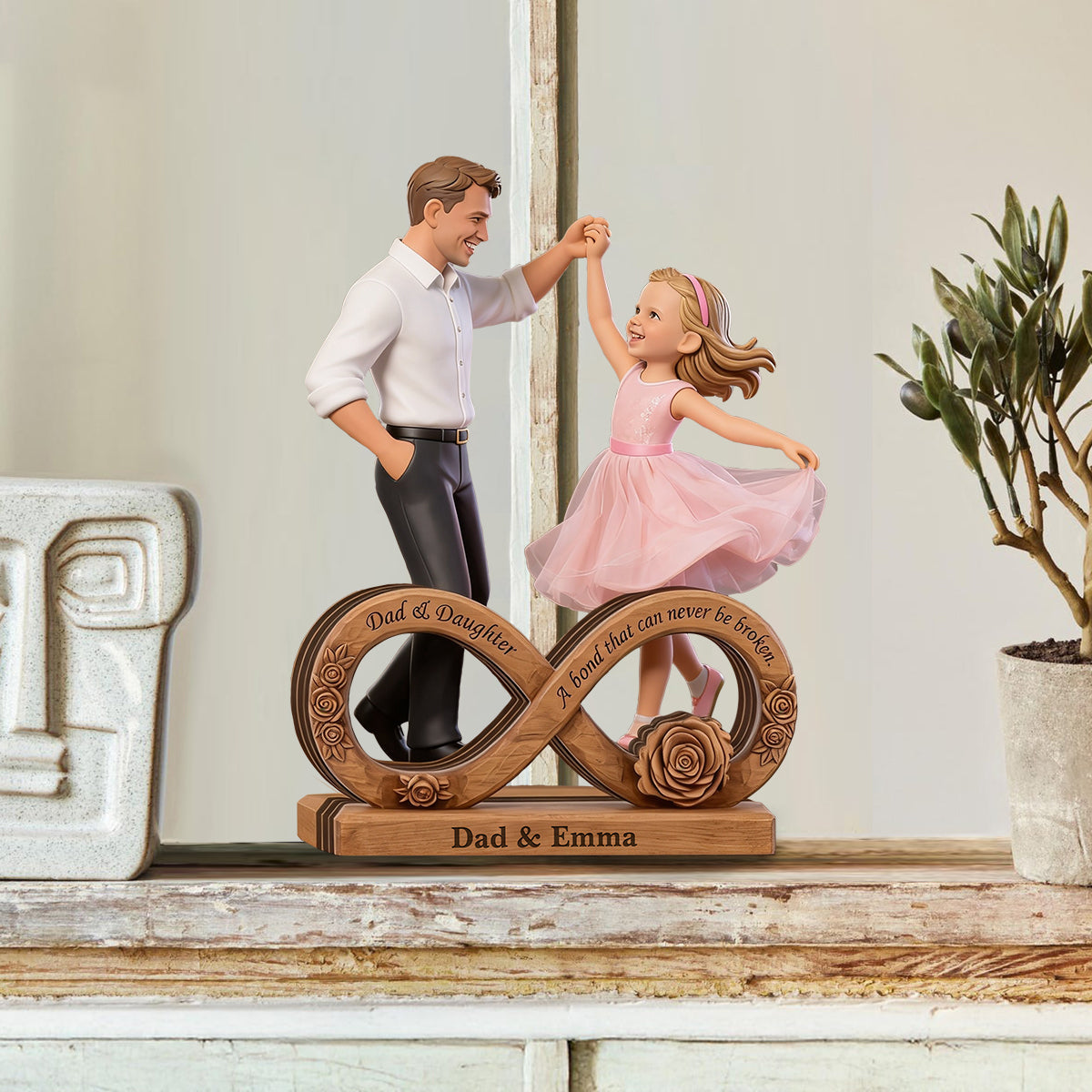 Custom Any Photo Dad & Daughter - Personalized Father Custom Shaped Wood Plaque