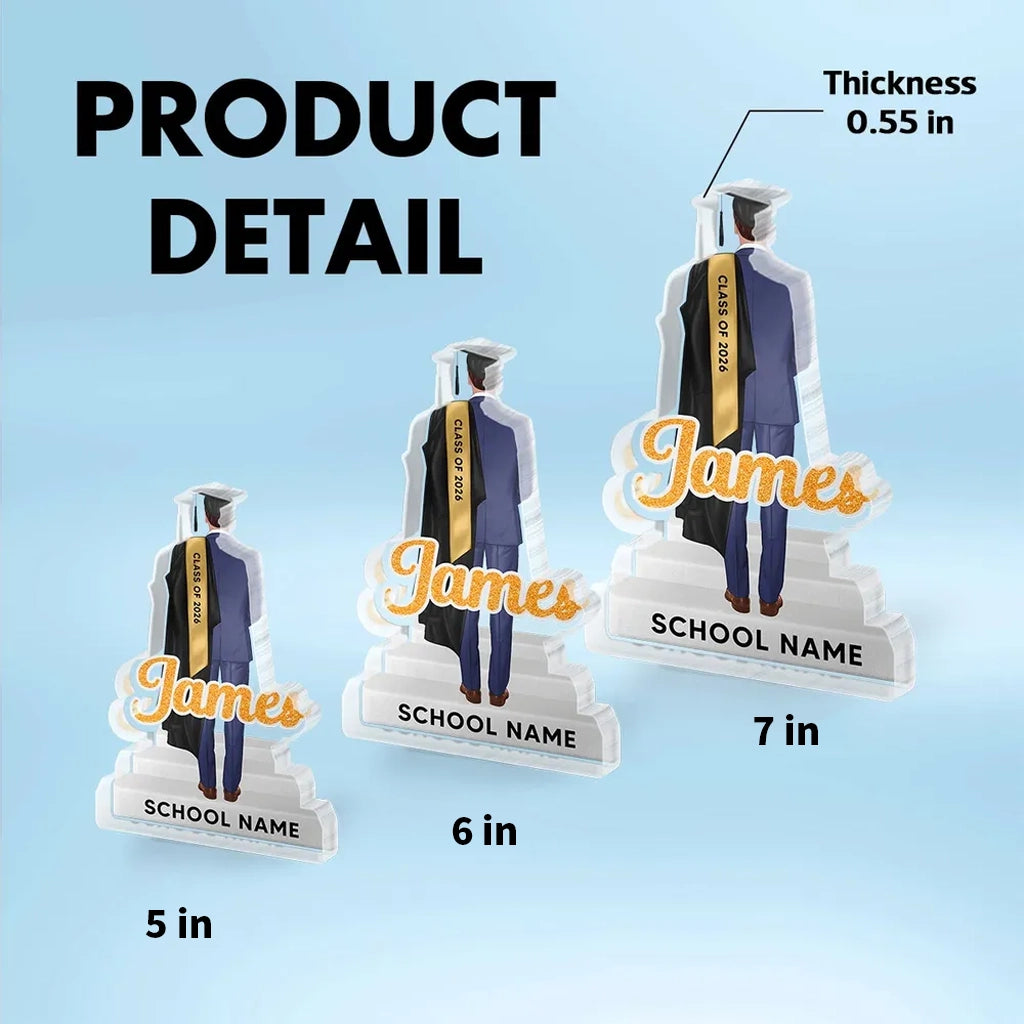 Custom Shaped Acrylic Block Plaque with Grad Cap and Diploma, Class Celebration Home Accent, Thoughtful Gift for Graduate