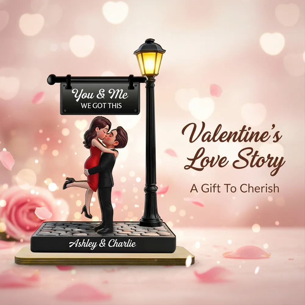 Personalized 2-Layer Wooden Plaque Couple Kissing Under Street Lamp You & Me We Got This Unique Gift For Him Or Her