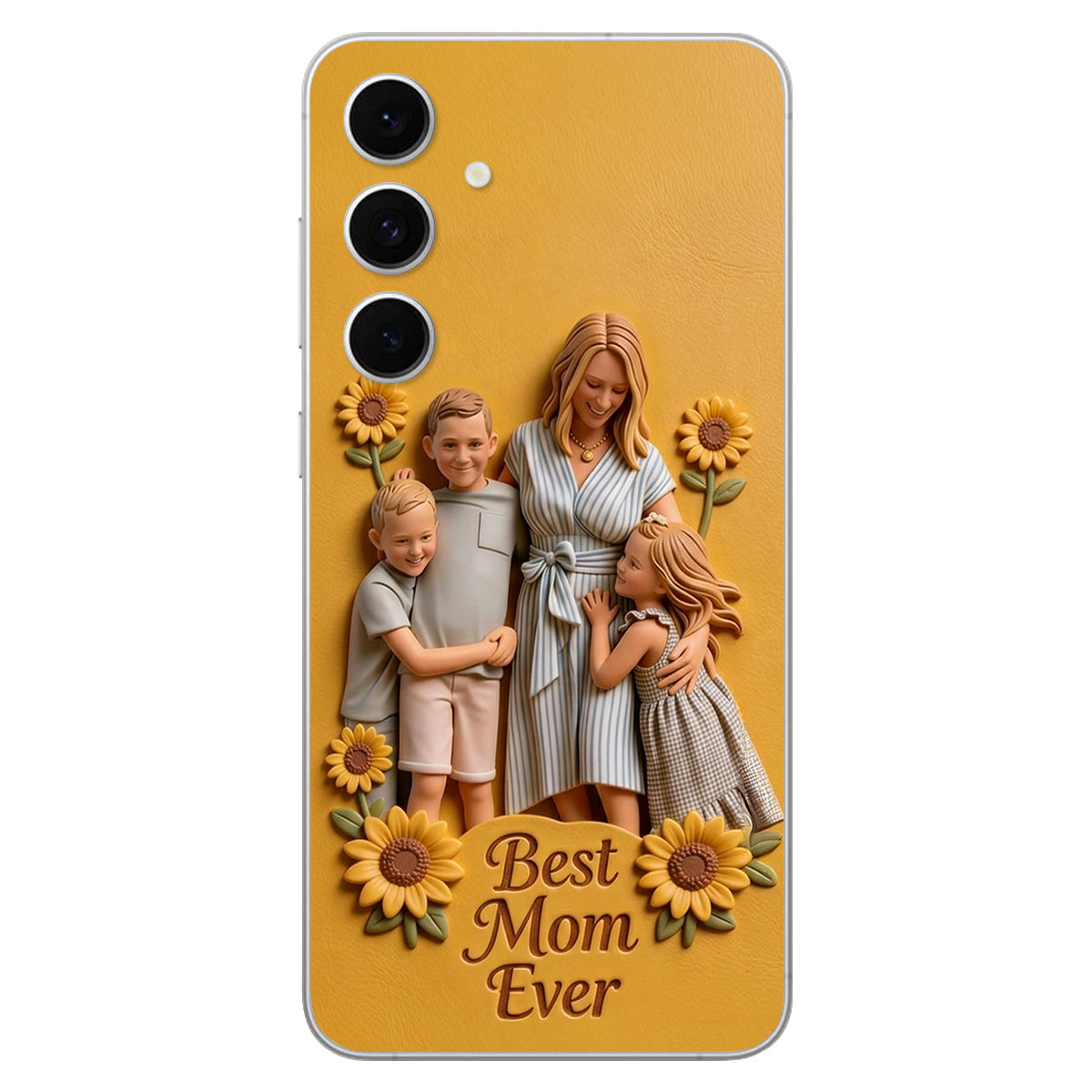 Best Mom Ever - Personalized Mother 3D Embossed Leather Phone Case