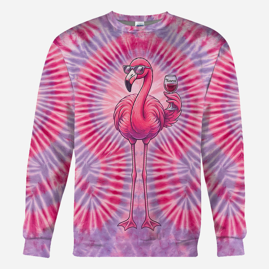 Chill Flamingo Tie Dye Shirt - Personalized Flamingo All Over Shirt