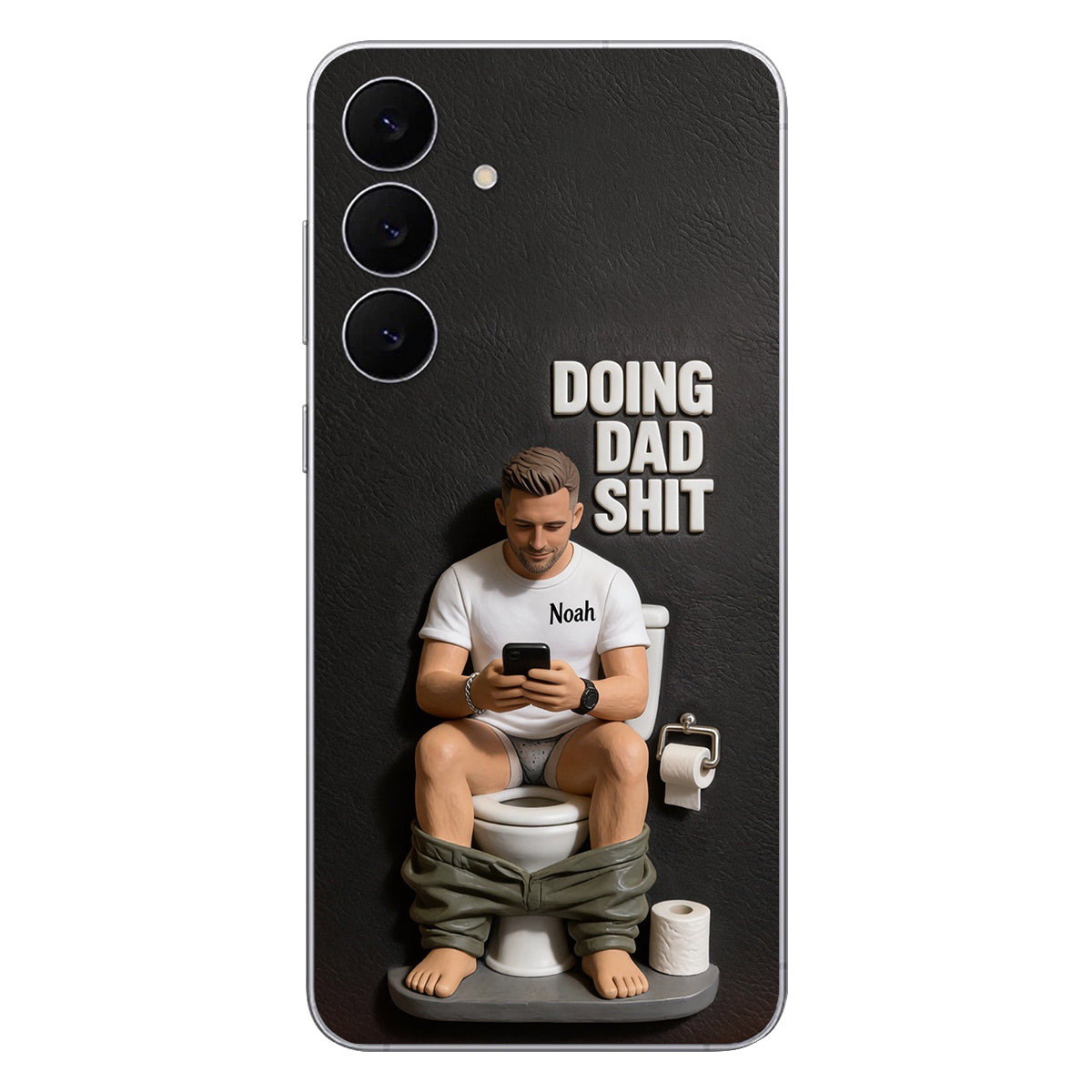 Doing Dad Shit - Personalized Father 3D Embossed Leather Phone Case
