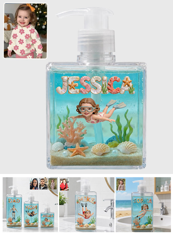 Funny Gift, Swim In The Bottle - Personalized Kid Pump Dispenser