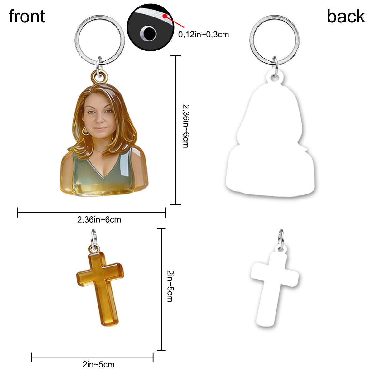 Custom Any Photo - Personalized Christian Keychain With Charms