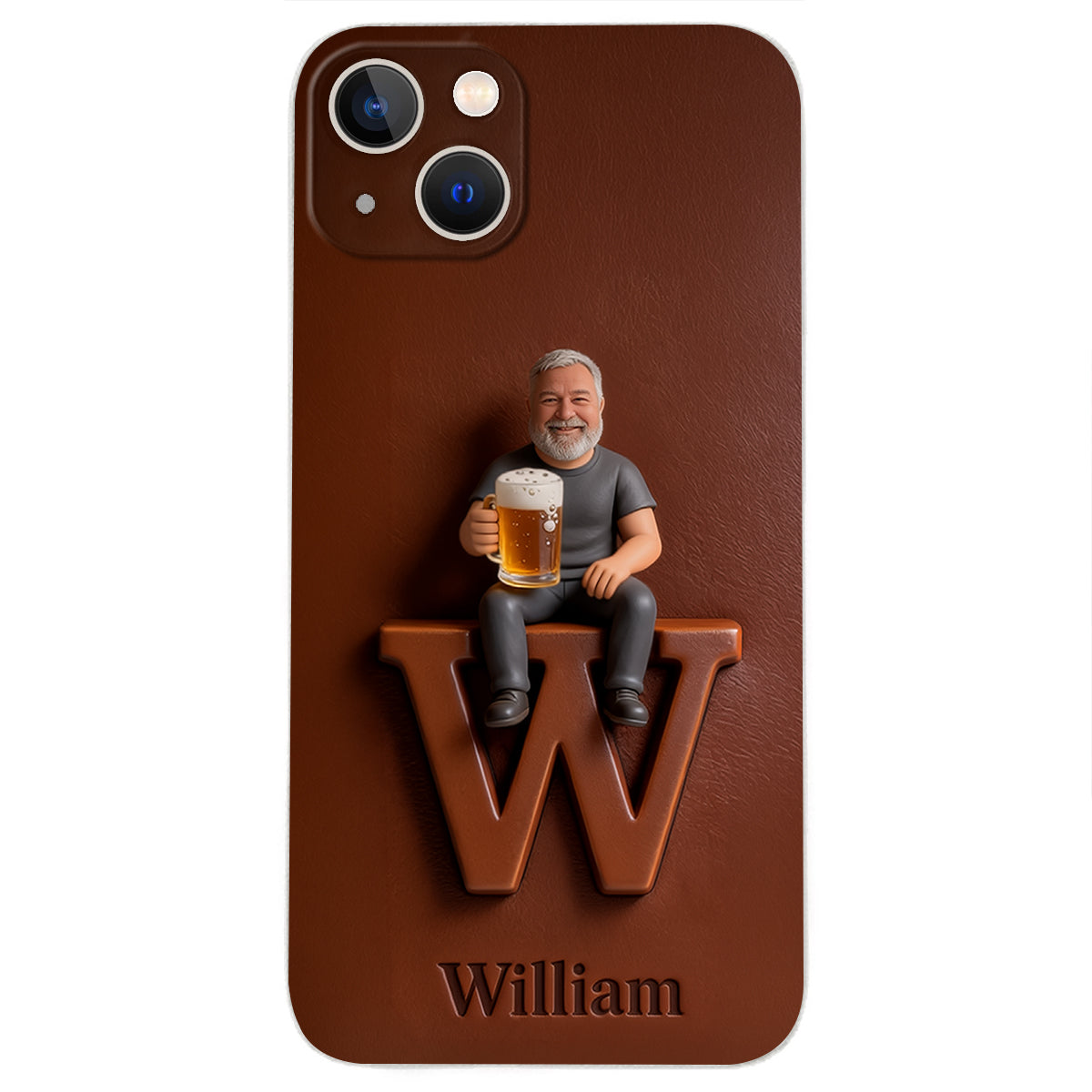 Custom Any Photo - Personalized Beer 3D Embossed Leather Phone Case