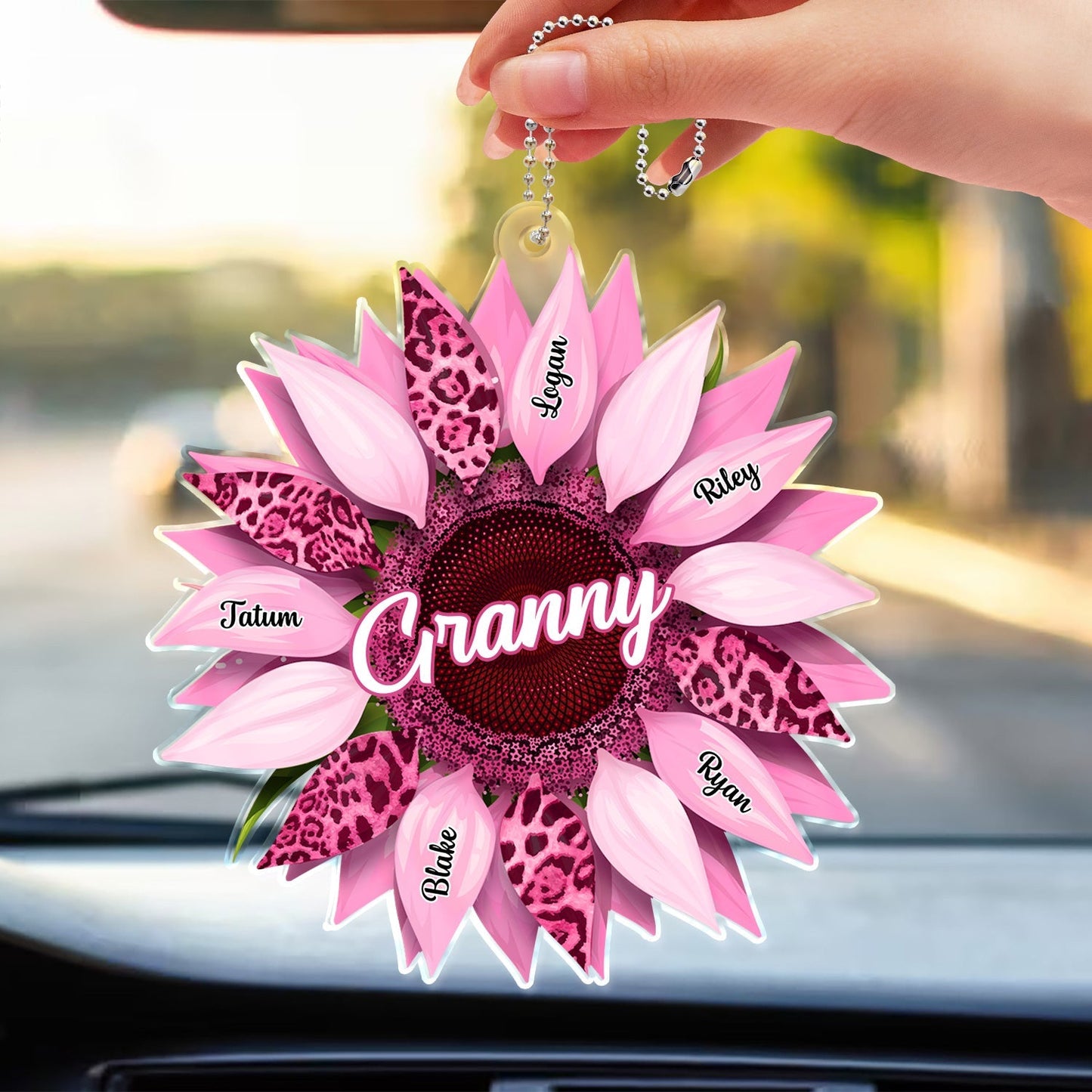 Personalized Sunflower Acrylic Car Hanger for Mom – Mother's Day Gift