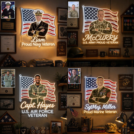 America Veteran - Personalized Veteran LED Light Acrylic Sign