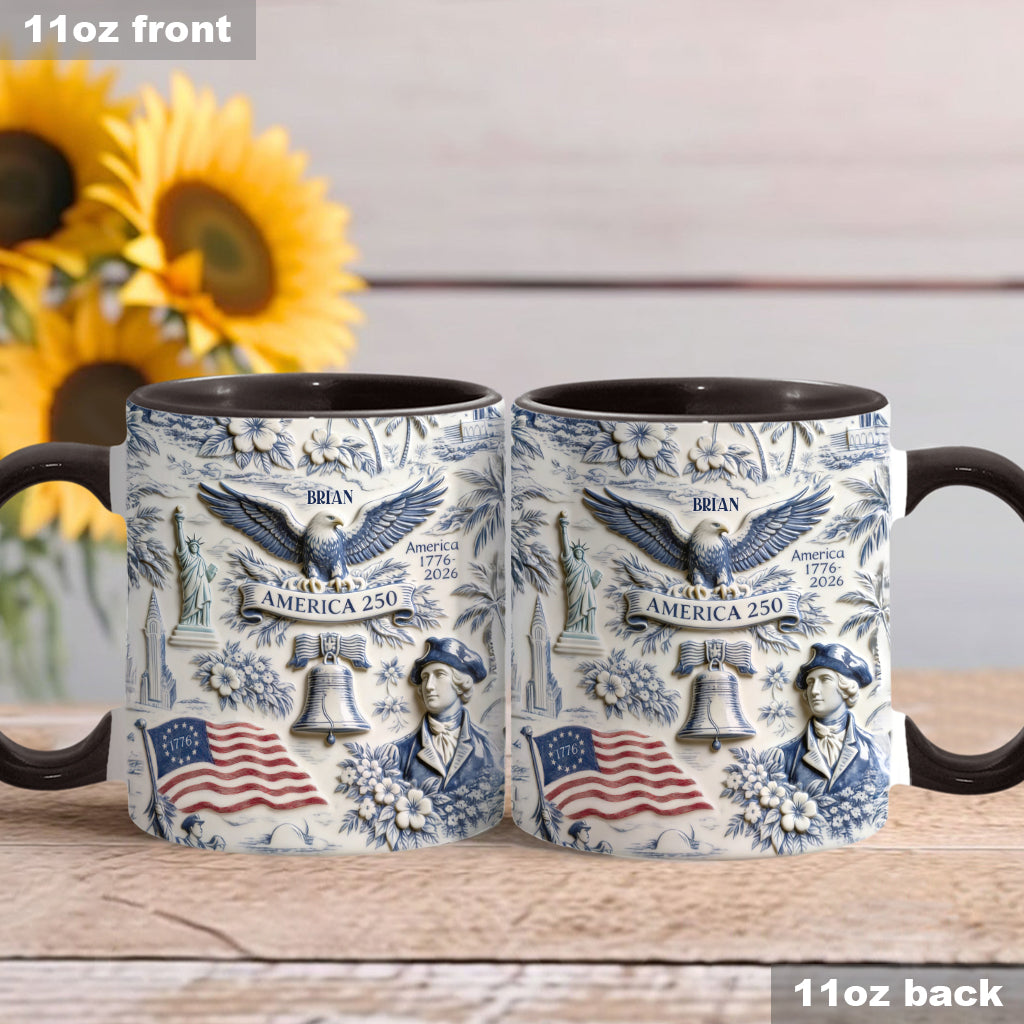 250 Years of America 1776–2026 Vintage Patriotic - Personalized Independence Day/ 4th of July Accent Mug & Coaster