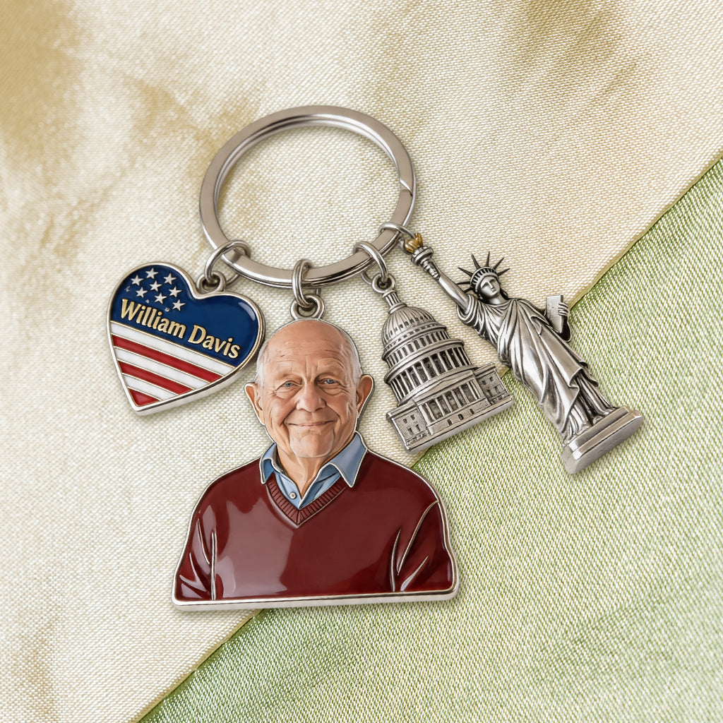 Custom Any Photo - Personalized Patriot Premium Keychain With Charms