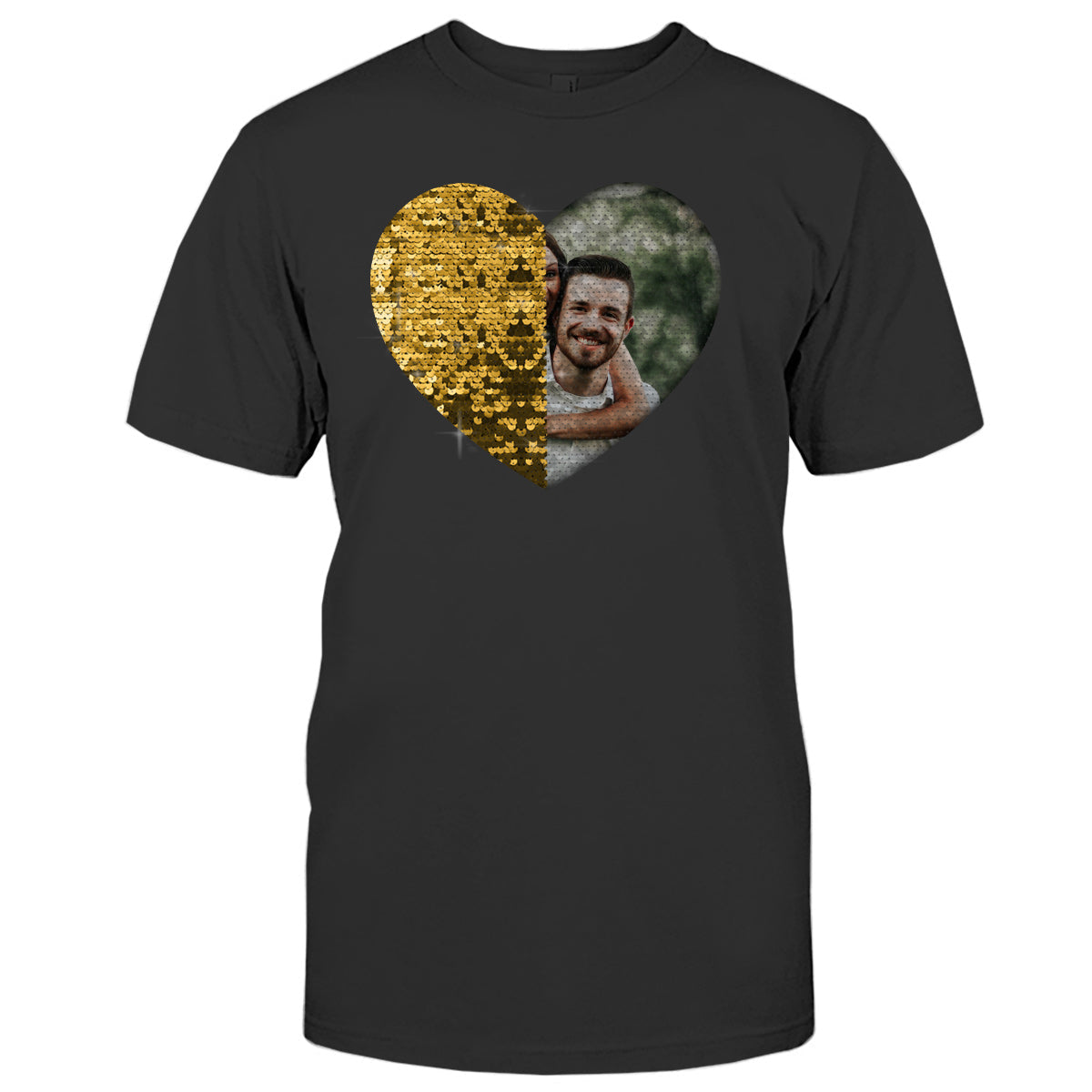 Custom Photo Sequin Shirt For Couples - gift for dog lover, cat lover - Personalized Sequin T-shirt
