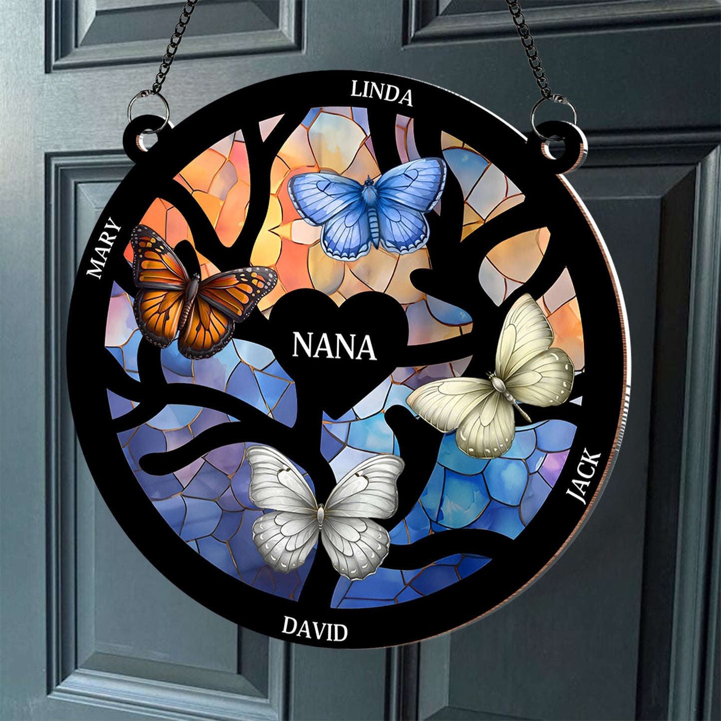 Butterfly-Themed Family Tree Ornament – Perfect Gift for Personalized Meaning