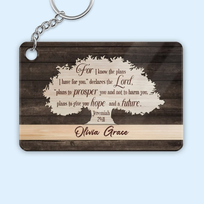 Personalized Poster, Ornament, Plaque, Keychain, Sign – "For I Know the Plans" Religious Inspirational Gift with Name Customization