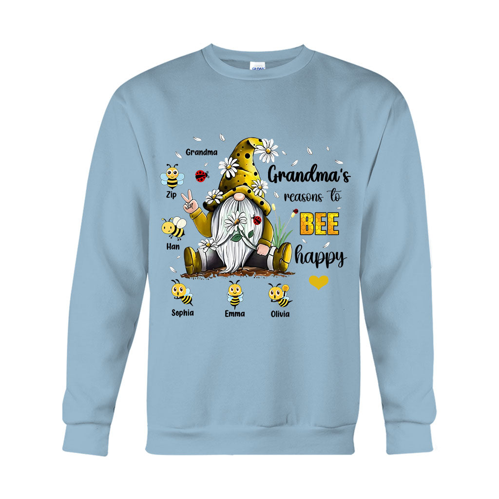 Grandma's Reasons To Bee Happy - Personalized Grandma T-shirt And Hoodie