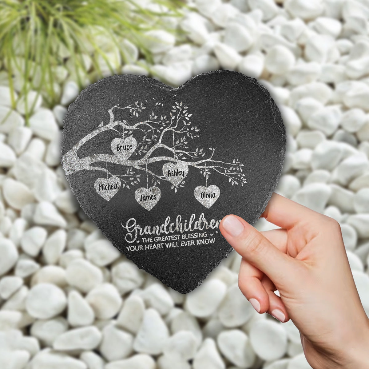 Grandkids Make Life More Grand Hearts - Personalized Grandma Heart Shaped Stone