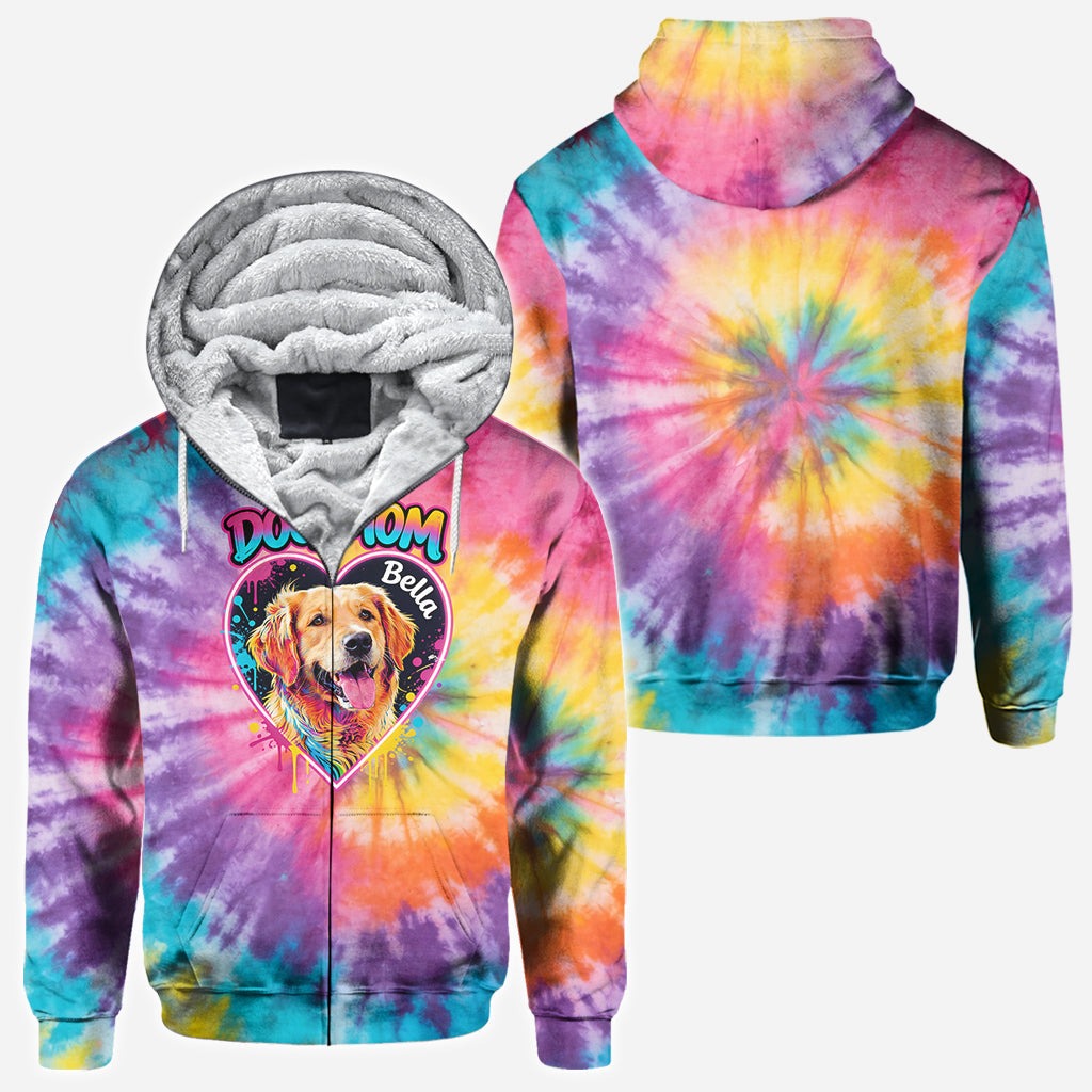 Custom Tie Dye Shirt For Dog Mom/ Dog Dad/ Cat Mom... - Personalized Dog All Over Shirt
