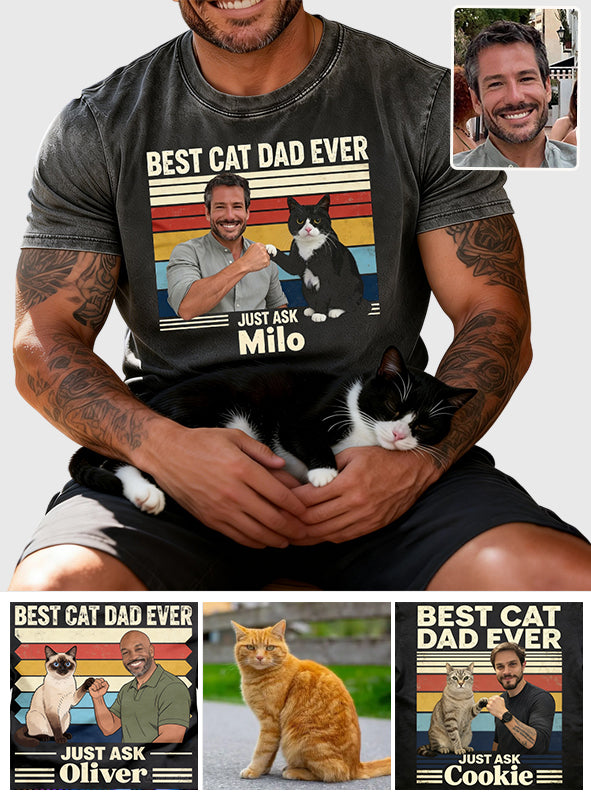 Best Cat Dad Ever - Personalized Cat Wash T-Shirt