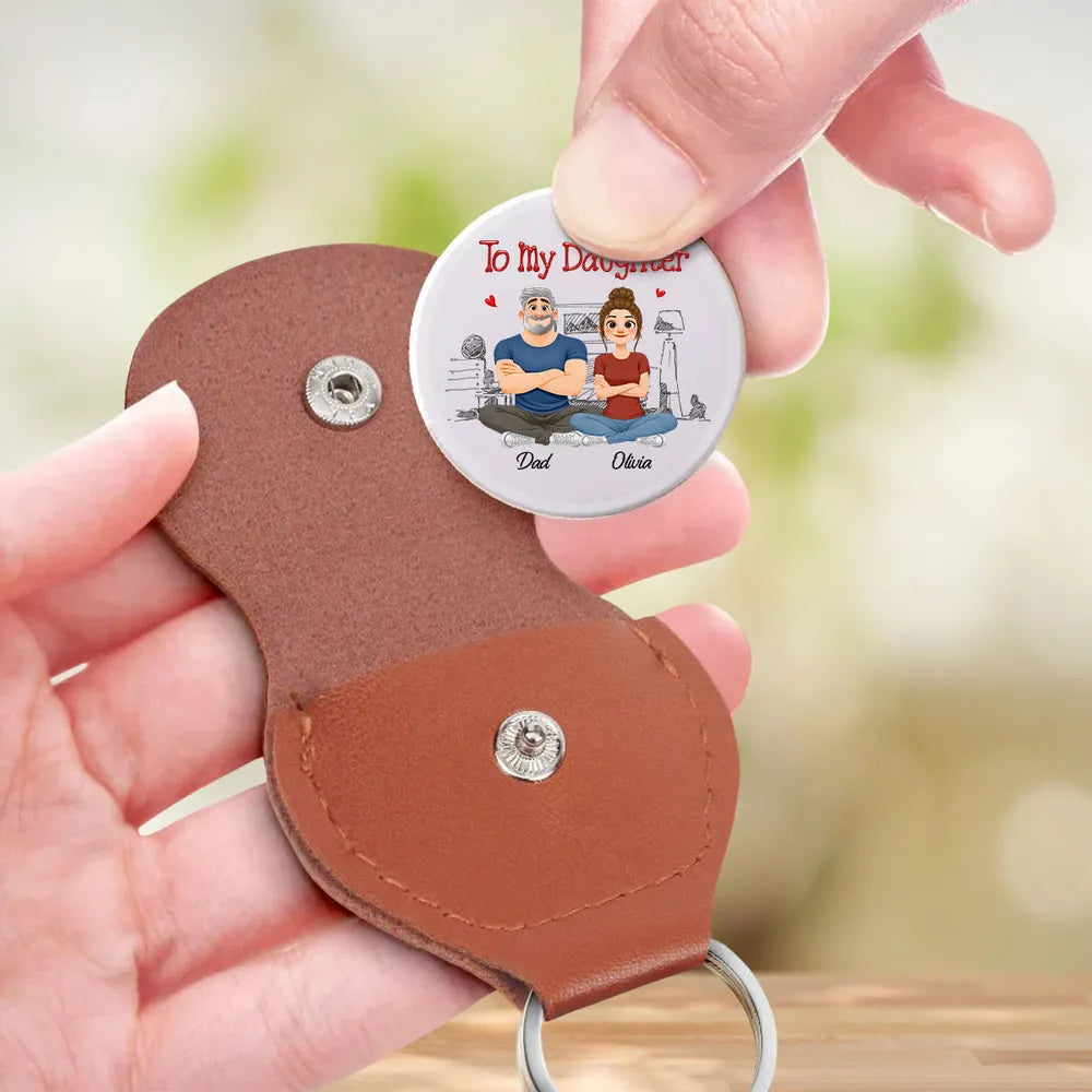 Personalized Pocket Hug for Daughter, Dad and Daughter Illustration Keepsake, Unique Gift for New Mom