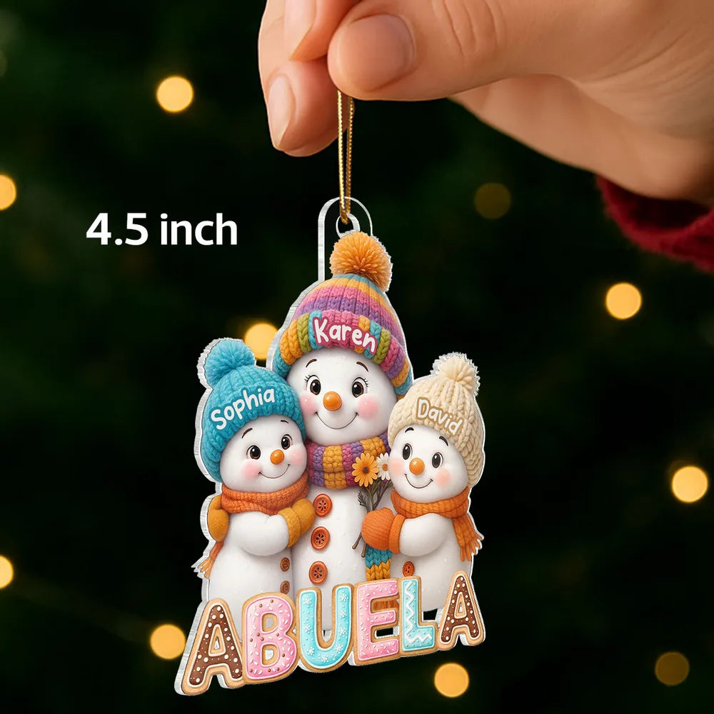Personalized Acrylic Ornament For Grandma With Cute Snowman Grandkids, Heartwarming Christmas Gift & Festive Decor