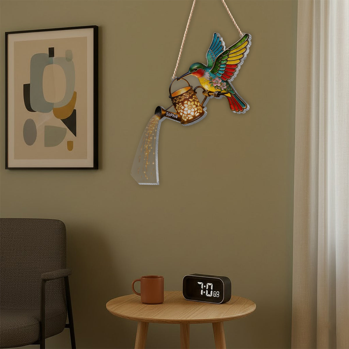 Garden Decor, Gift For Hummingbird Lovers - Personalized Hummingbird LED Light Acrylic Sign