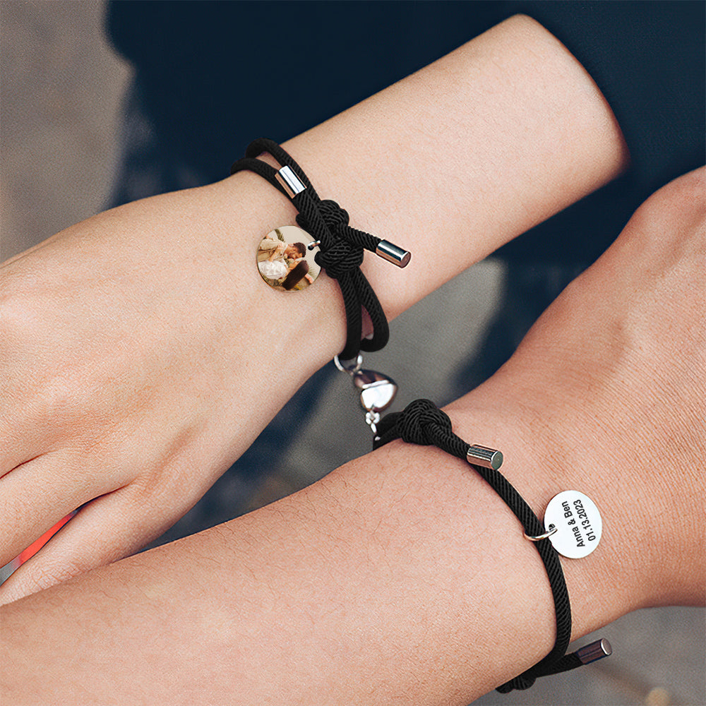 Matching Magnetic Heart - Personalized Couple Bracelet