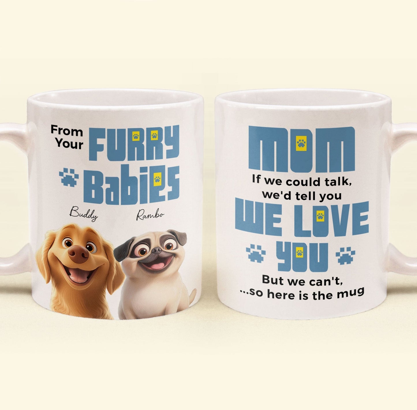 From Your Furry Babies With Love – Creative White Ceramic Mug for Mother's Day, Birthdays, and Cozy Family Moments