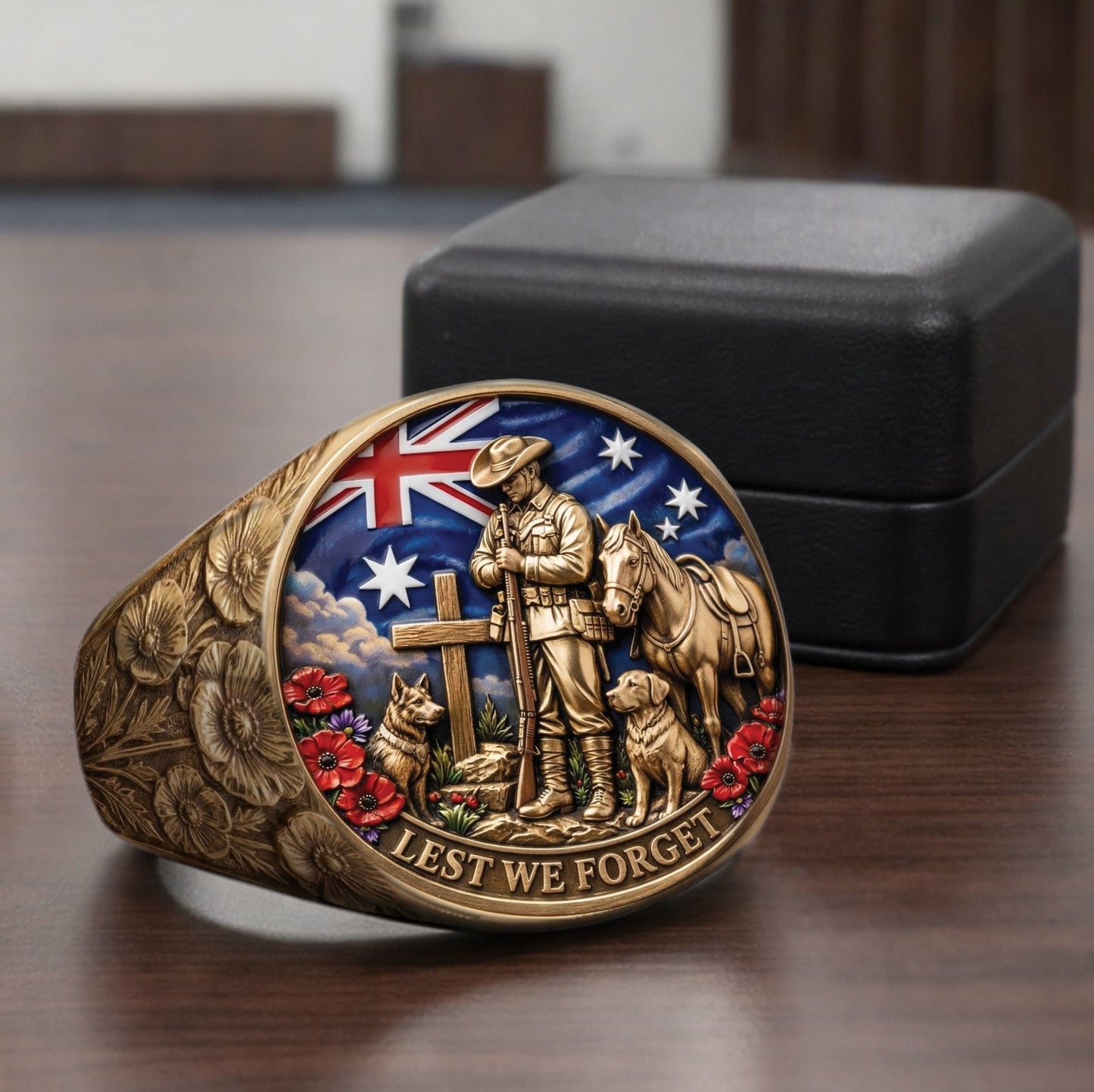 Lest We Forget, Anzac Day - Personalized Veteran Signet Ring