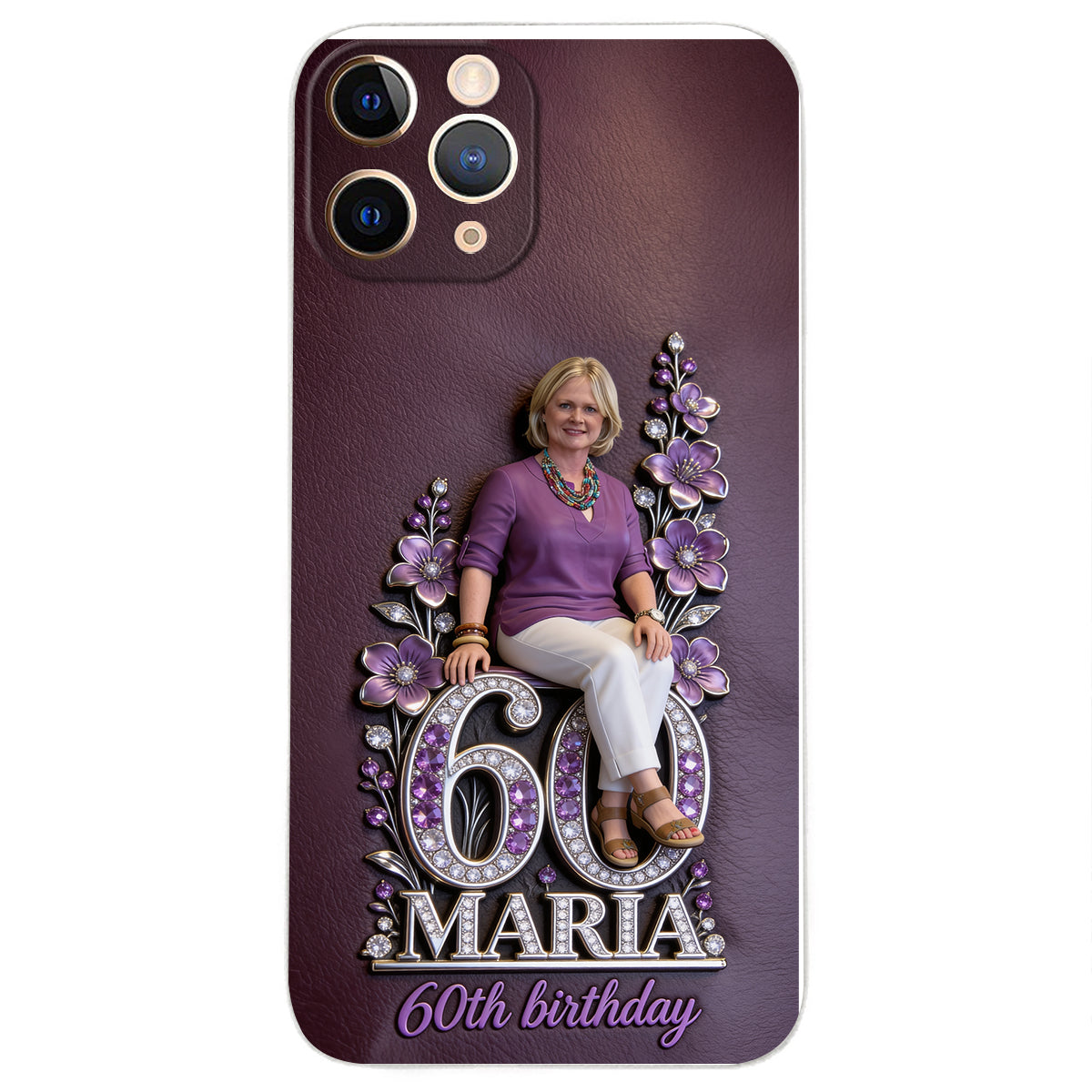 Custom Any Photo Perfect Gift For Mom, Grandma - Personalized Birthday 3D Embossed Leather Phone Case