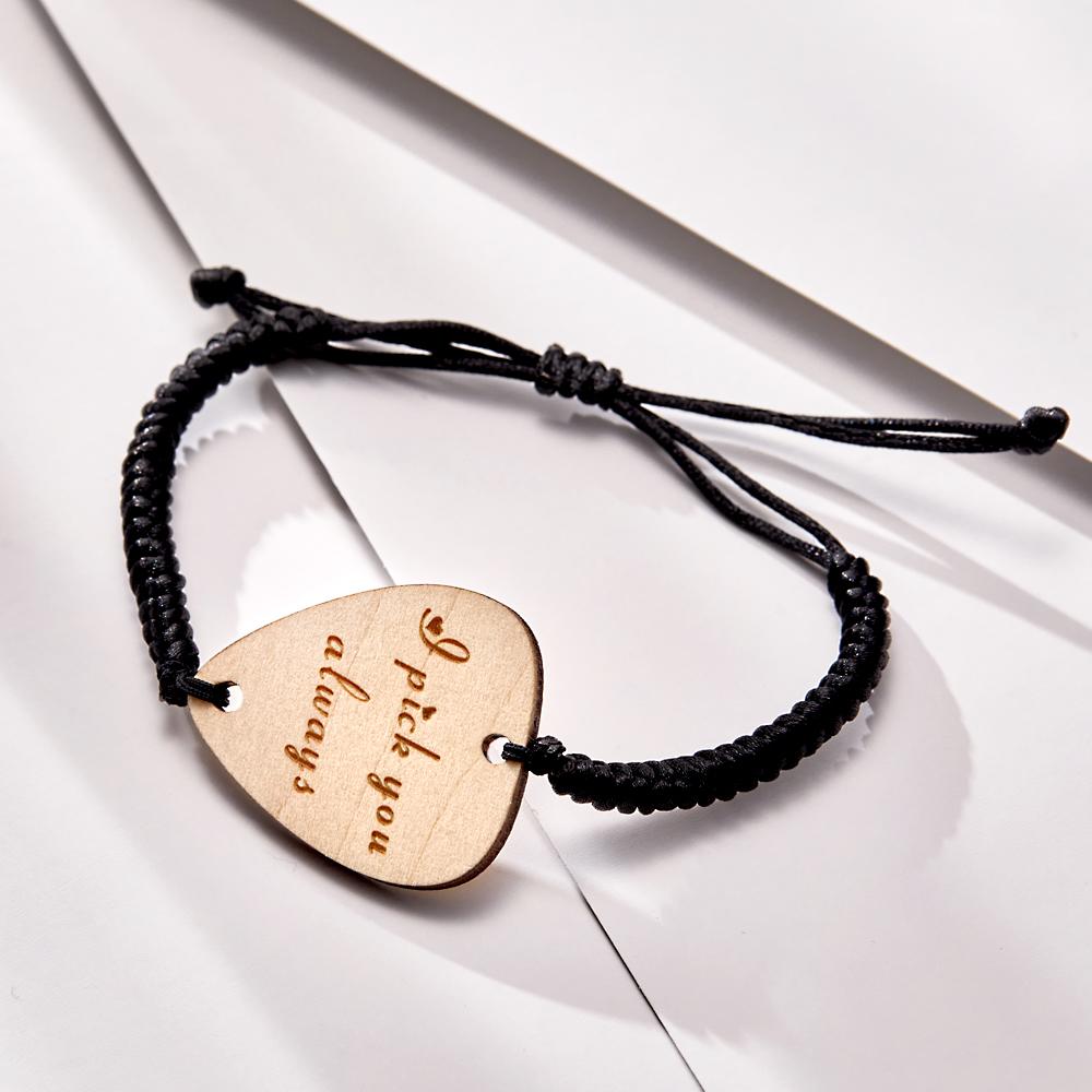 Any Text - Personalized Guitar Bracelet Guitar Pick