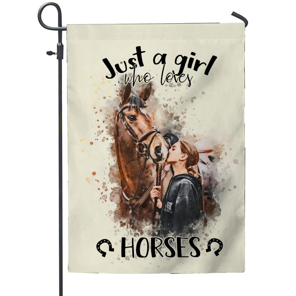 Just A Girl Who Loves Horses - Personalized Horse Garden Flag