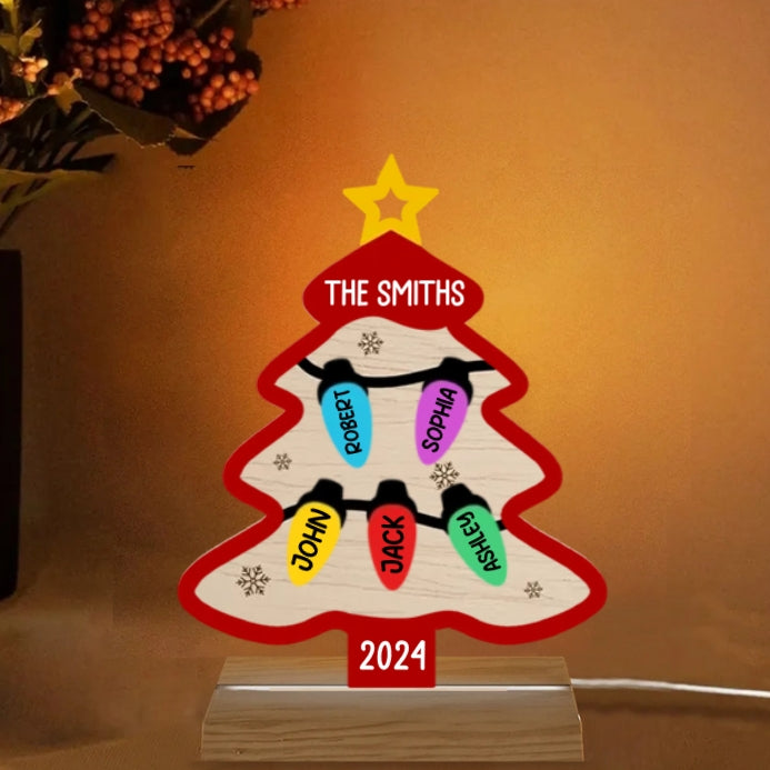 Personalized Christmas Tree Ornament Plaque - Custom Family Names Holiday Decor Gift for 2024
