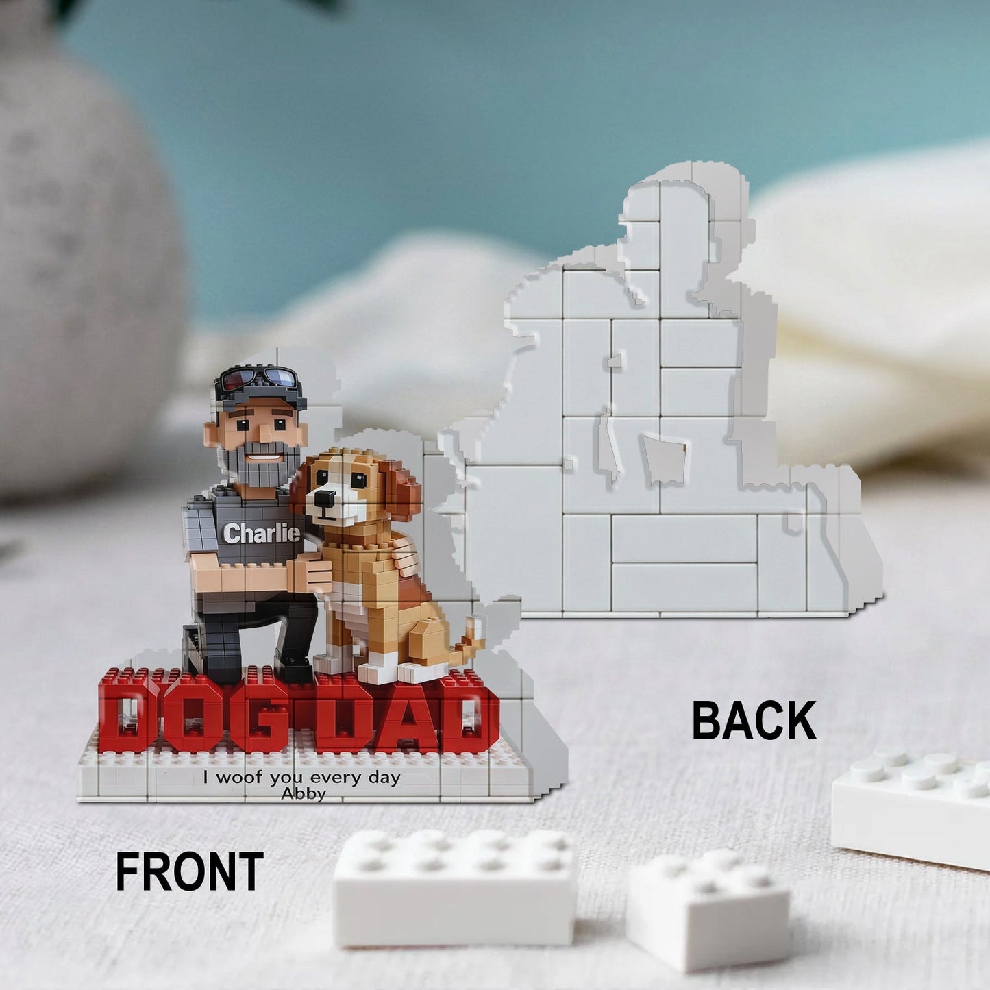 Gift For Dog Dad - Personalized Dog Shaped Building Blocks