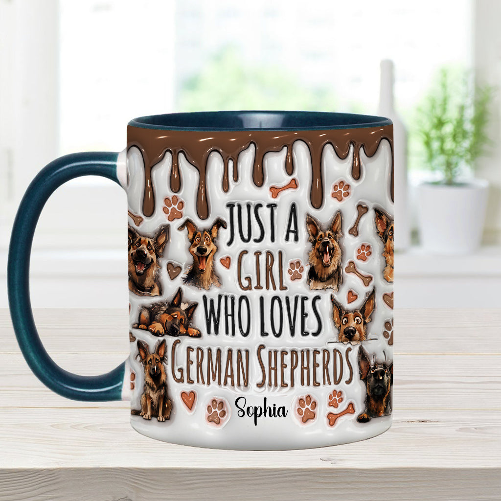 Just A Girl Who Loves German Shepherds - Personalized German Shepherd Dog Accent Mug