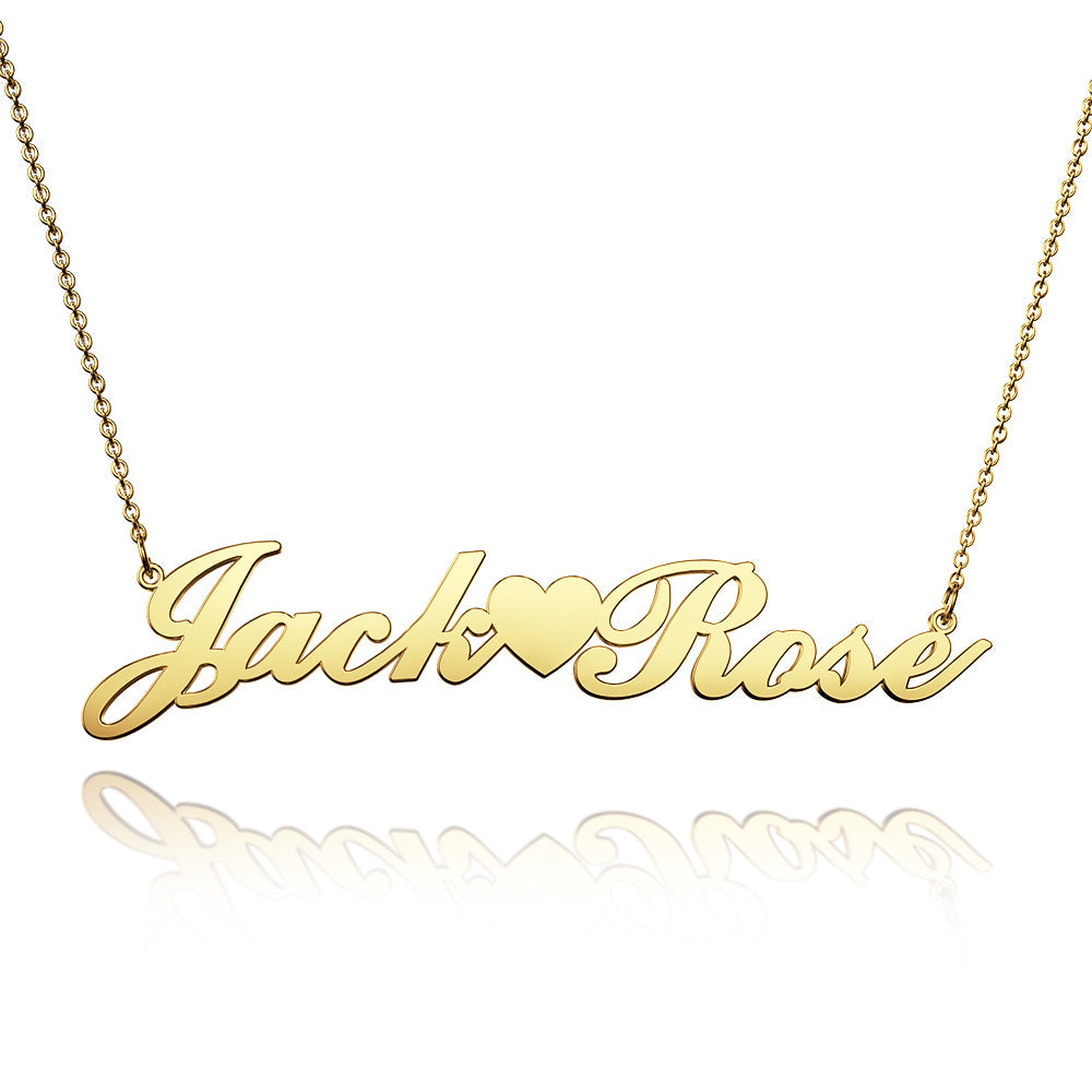 Custom Name - Personalized Couple Necklace with Little Heart