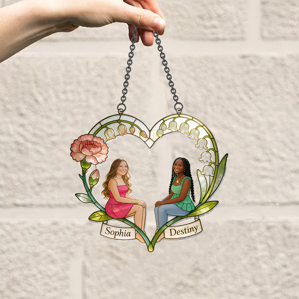 Any Photo If Friends Were Flowers I'd Pick You - Personalized Bestie Window Hanging Suncatcher Ornament