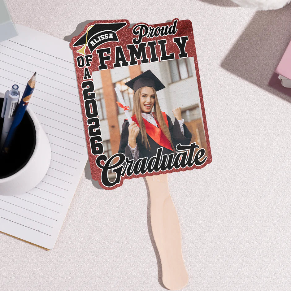 Personalized Graduation Photo Foam Board Fan, Proud Family Keepsake, Unique Gift for Grad Celebration
