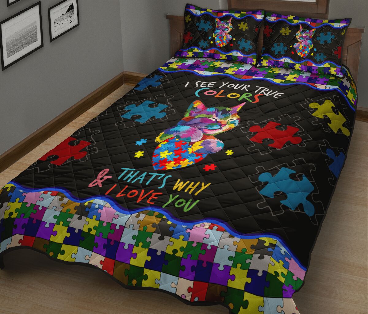 I See Your True Colors Autism Awareness Quilt Set 0622