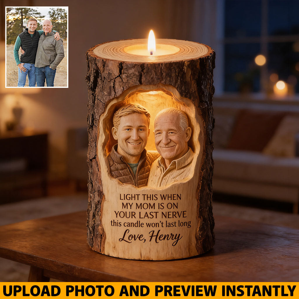 Light This Candle - Personalized Father Custom Shape Wooden Candle Holder