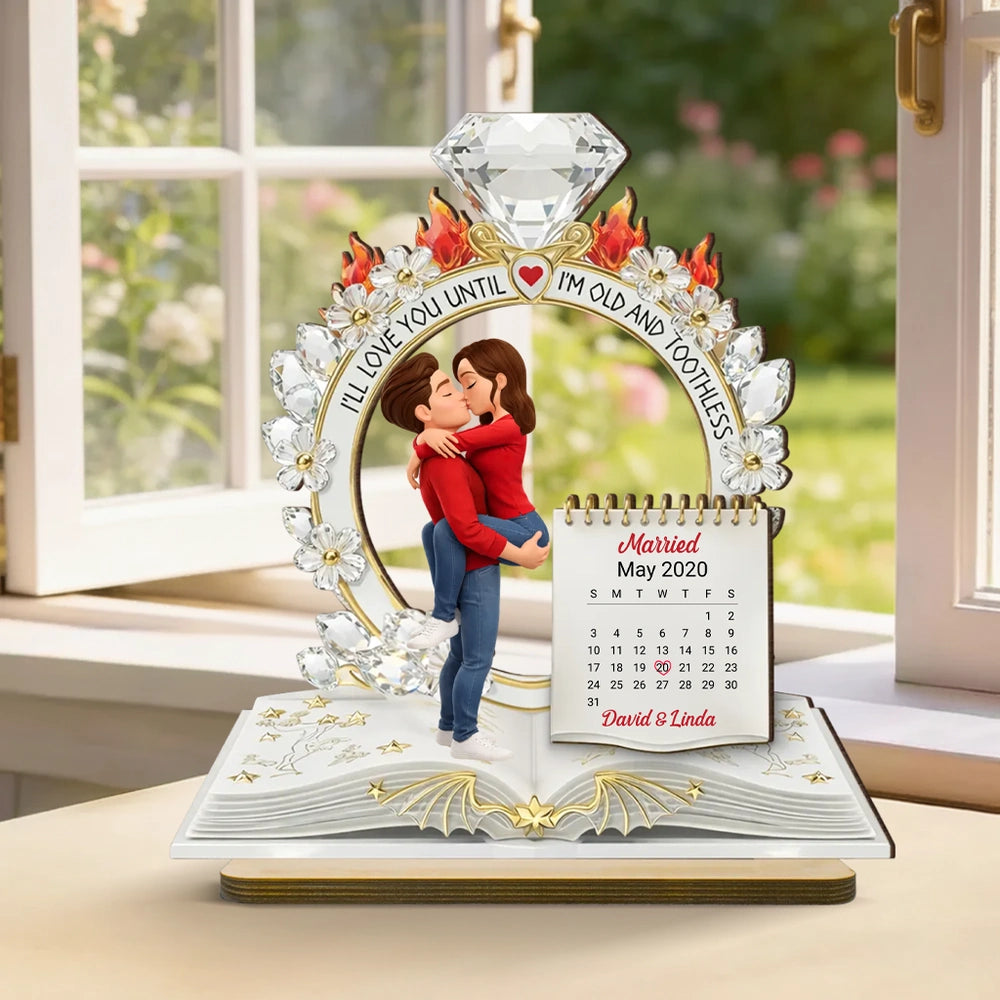 Personalized 2-Layer Wooden Plaque Kissing Couple with Ring Design for Bedroom Decor, Unique Anniversary Gift for Him or Her
