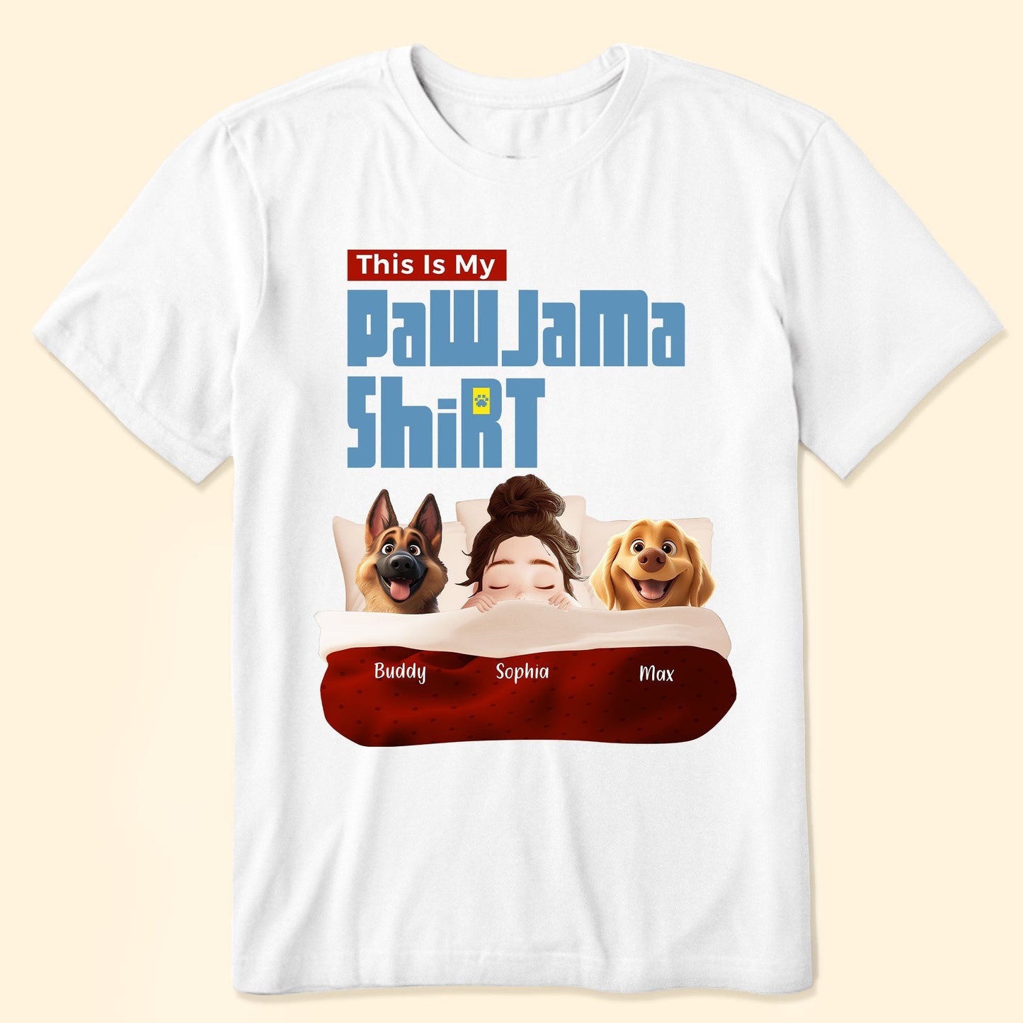 Custom Pawjama Shirt for Couples – Featuring Pets and Their Names, Ideal for Valentine’s Day or Special Occasions, Available in Classic Tee, Women Tee, Hoodie, and Sweatshirt