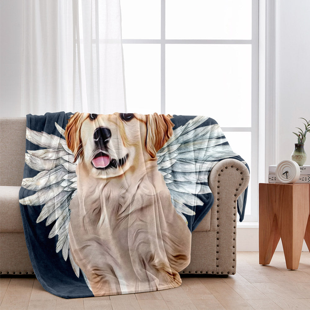 Dog Cat Angel Wings - Gift for dog lovers, cat lover, who lost dog, who lost cat - Personalized Blanket