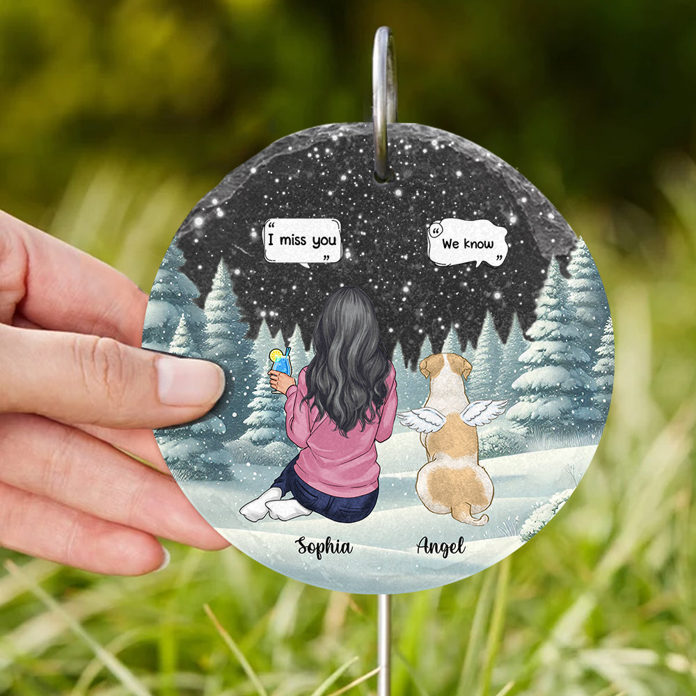 I Miss You - Personalized Dog Round Hanging Garden Slate
