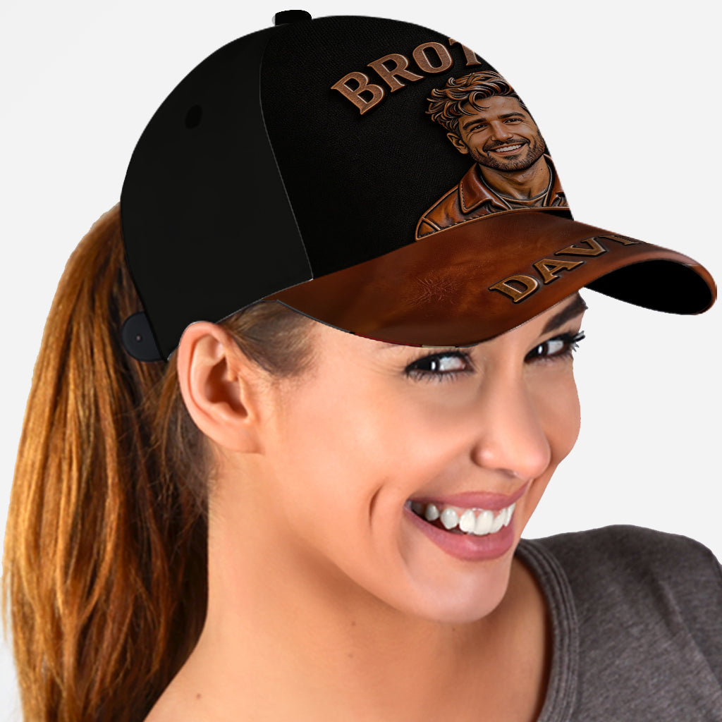 Custom Any Photo Congrat On Being My Brother - Personalized Sibling Classic Cap