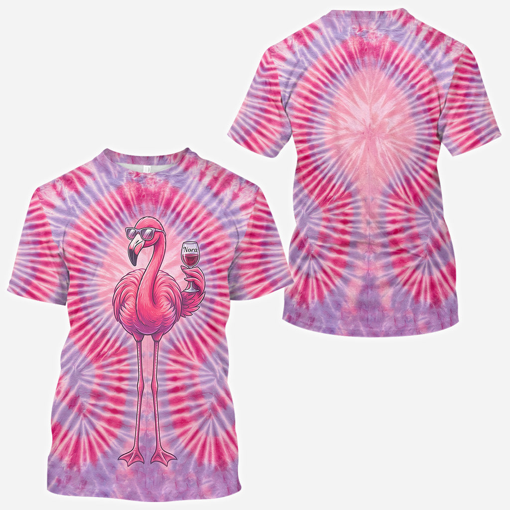 Chill Flamingo Tie Dye Shirt - Personalized Flamingo All Over Shirt