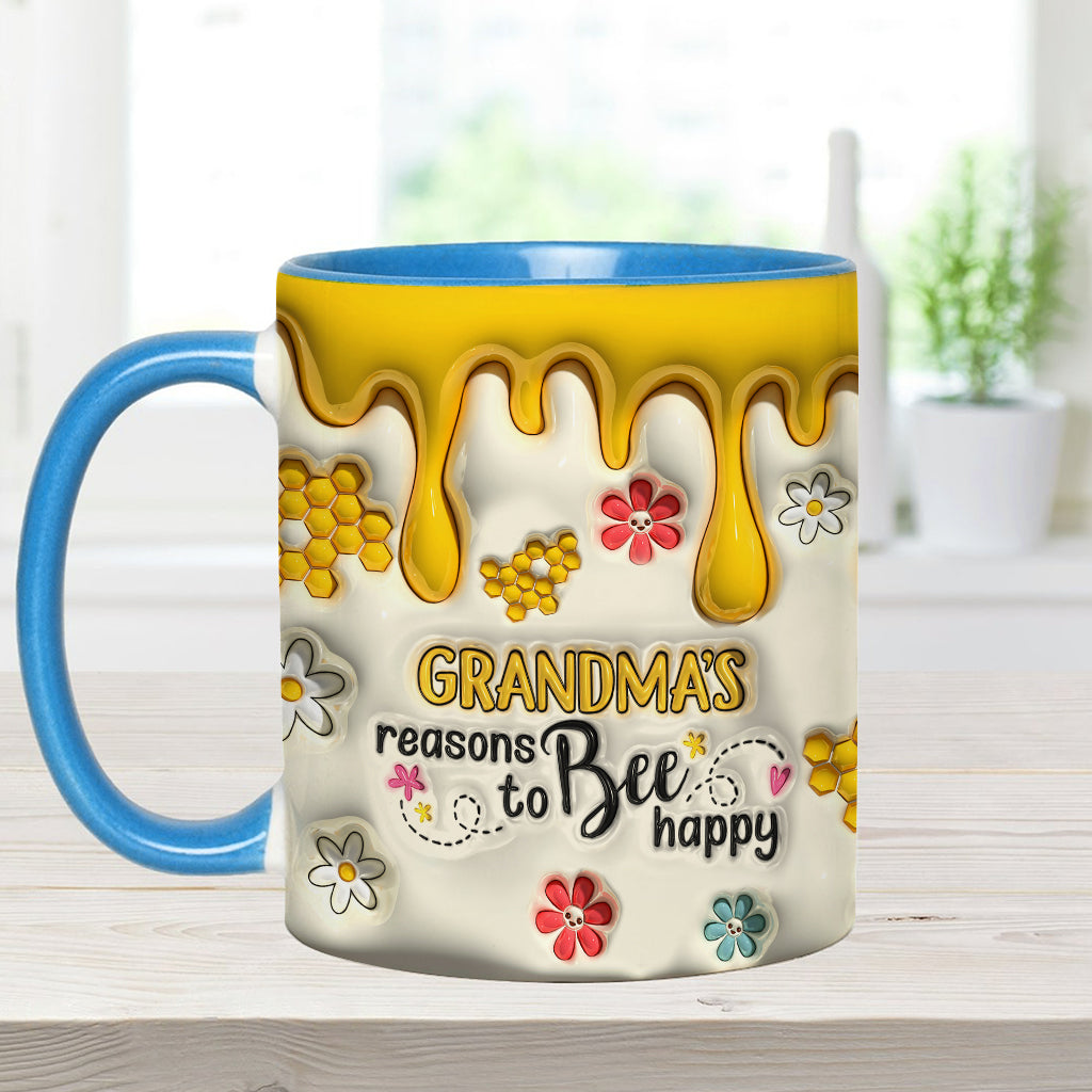 Grandma's Reasons To Bee Happy - Personalized Grandma Accent Mug
