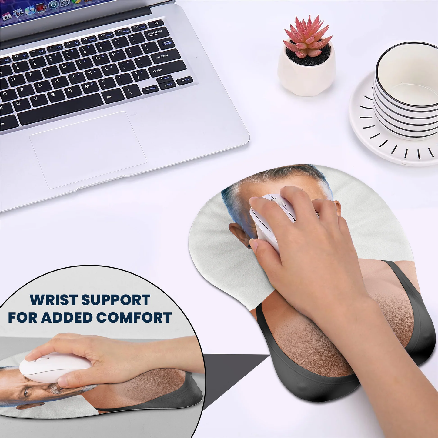 Personalized Lycra 3D Mouse Pad with Custom Face & Chest – Funny Gift for Couples or Friends, Unique Desk Humor