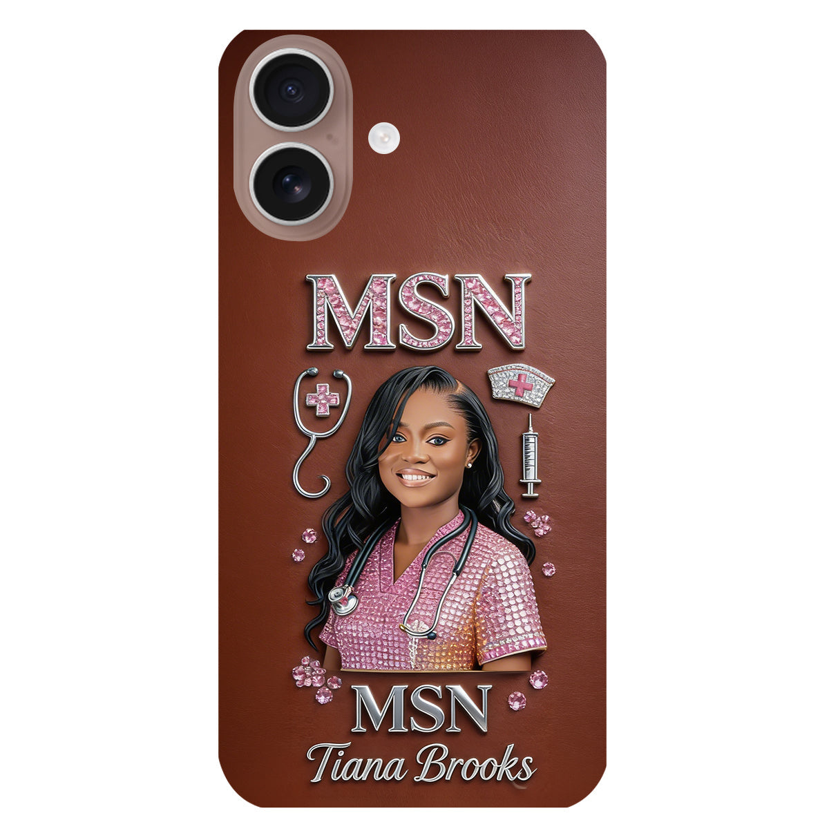 Any Title - Gifts For Nurse, Doctor - Personalized Nurse 3D Embossed Leather Phone Case